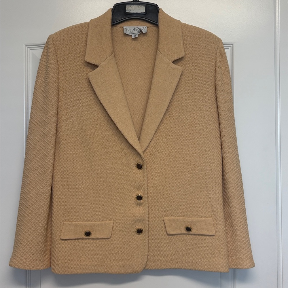 ST. JOHN Collection Spring Button-Up Sweater Blazer